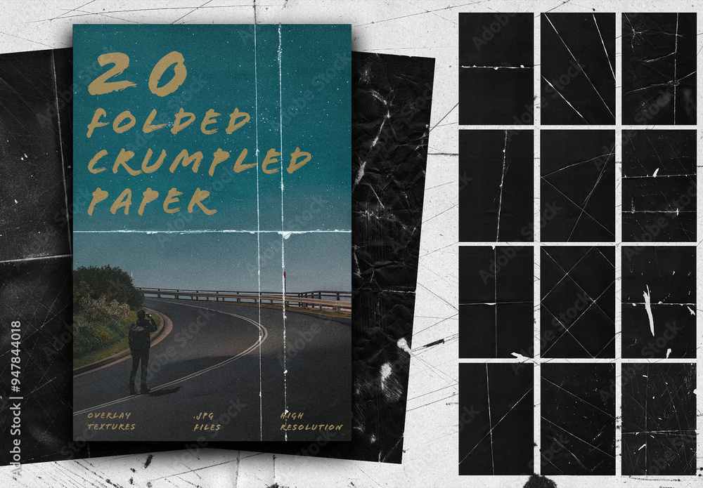 20 Folded Crumpled Paper Overlay Torn Texture Stock Template | Adobe Stock