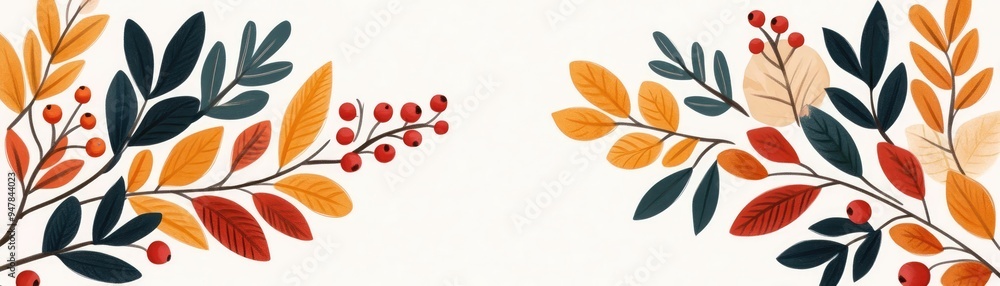 Harvest wreath with autumn berries, rustic charm, flat design illustration Harvest wreath with autumn berries, rustic charm, flat design illustration