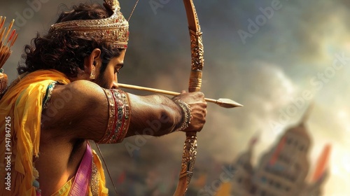 Lord Shri Ram with Bow and Arrow, Dussehra Celebration photo