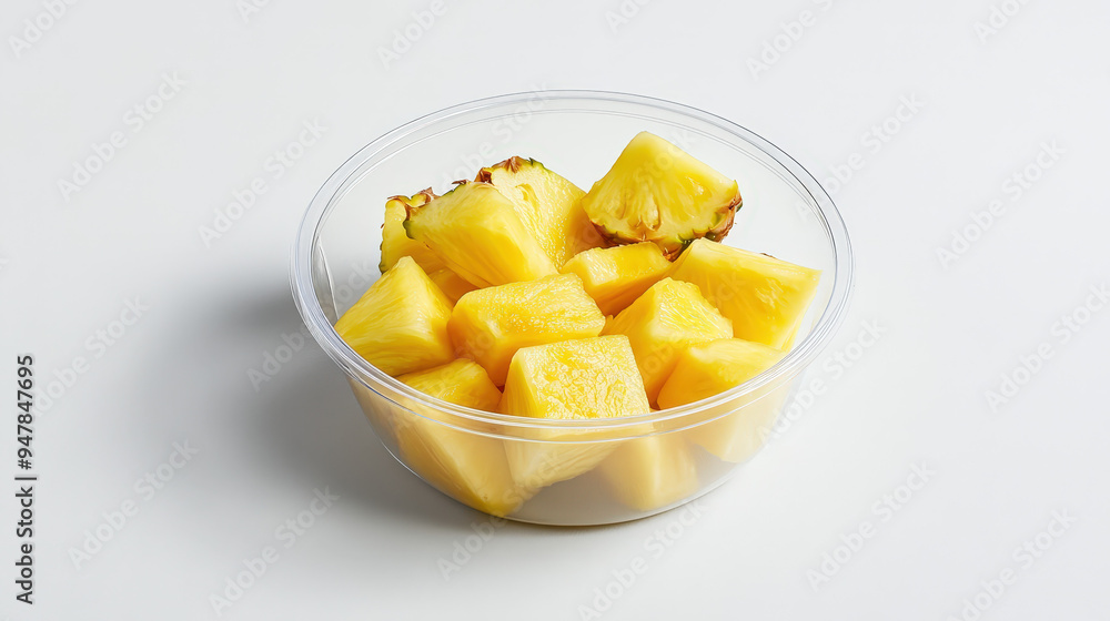 Bowl of pineapple on a white background Bowl of pineapple on a white background