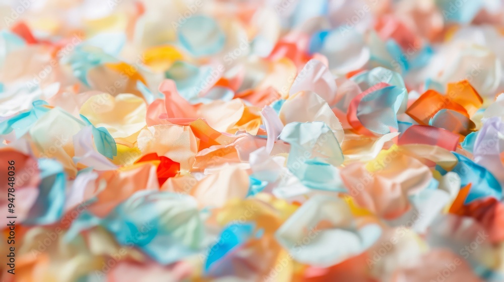 A vibrant array of pastel-colored confetti petals scattered across a surface, capturing the light-hearted essence of celebration and festivity. A vibrant array of pastel-colored confetti petals scattered across a surface, capturing the light-hearted essence of celebration and festivity.