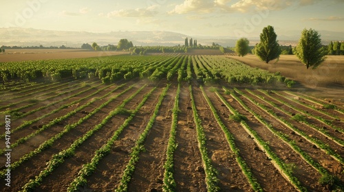 Golden Fields Vibrant Harvest Preparations with Irrigation in Motion