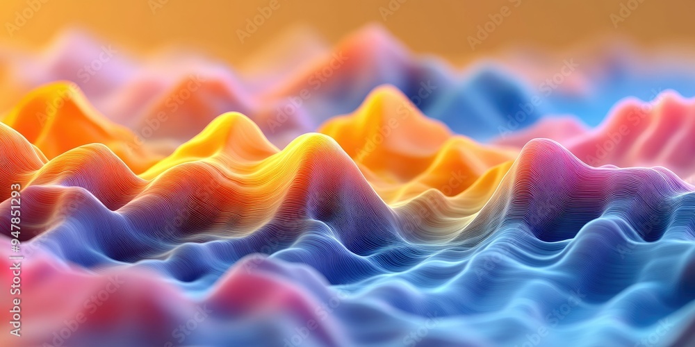 Fototapeta premium Abstract Wavy Landscape with Vibrant Colors