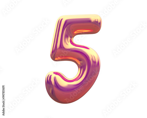 Wallpaper Mural 3d Glossy holographic balloon number 5 Torontodigital.ca