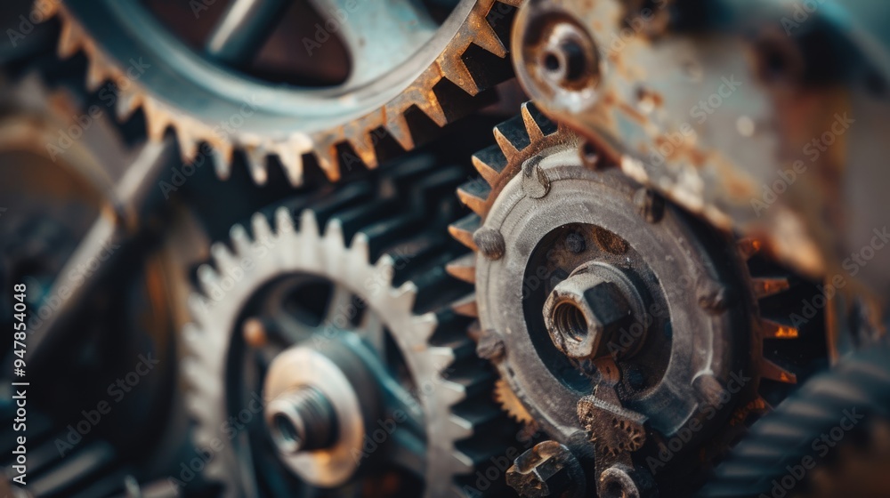 A close-up shot of metallic gears interlocking, highlighting the intricate mechanics and engineering marvel of machinery. A close-up shot of metallic gears interlocking, highlighting the intricate mechanics and engineering marvel of machinery.