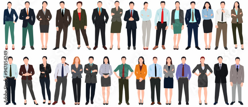 Set of business people standing in a group.