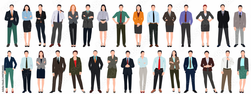 collection of vector illustrations of business people standing eps. collection of vector illustrations of business people standing eps.