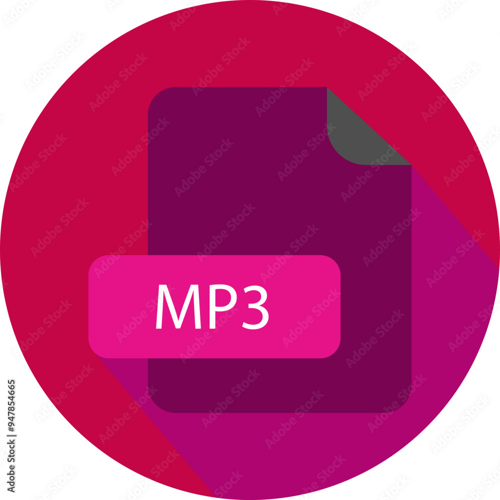 MP3 File extension icon with black shadow circular icon MP3 File extension icon with black shadow circular icon