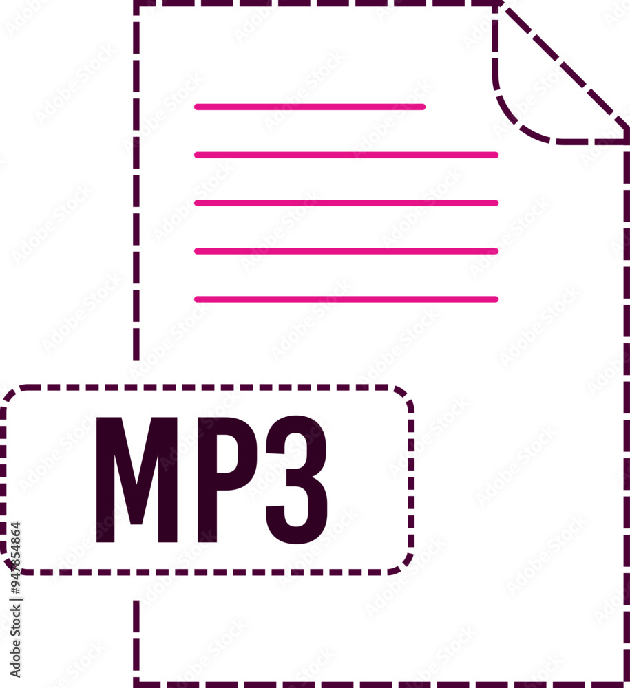 MP3 File format icon dashed outline MP3 File format icon dashed outline