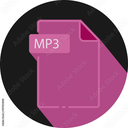 MP3 File fomat minimal icon with circle outside photo