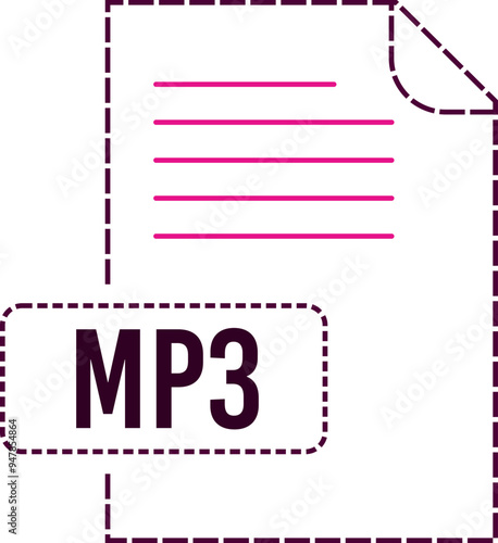 MP3 File format icon dashed outline