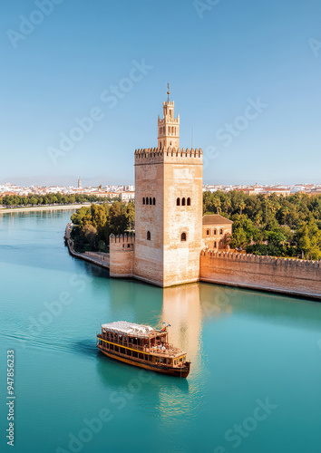 The Torre del Oro in Seville with the Guadalquivir River