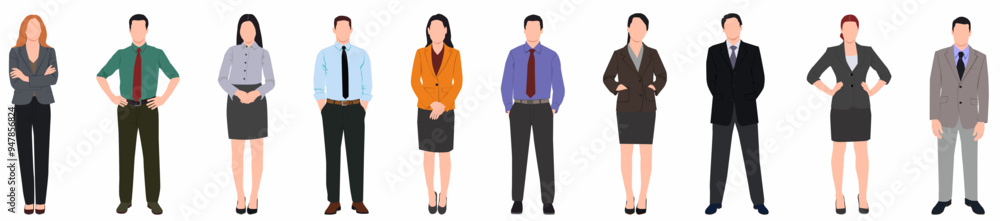 Group of business man and woman vector illustration set Group of business man and woman vector illustration set