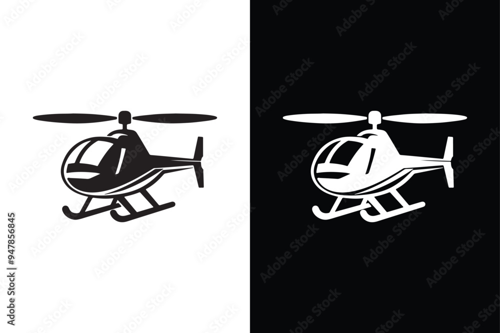 Helicopter icon with black and white background. Helicopter icon with black and white background.