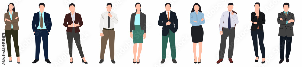 Group of business man and woman vector illustration set Group of business man and woman vector illustration set