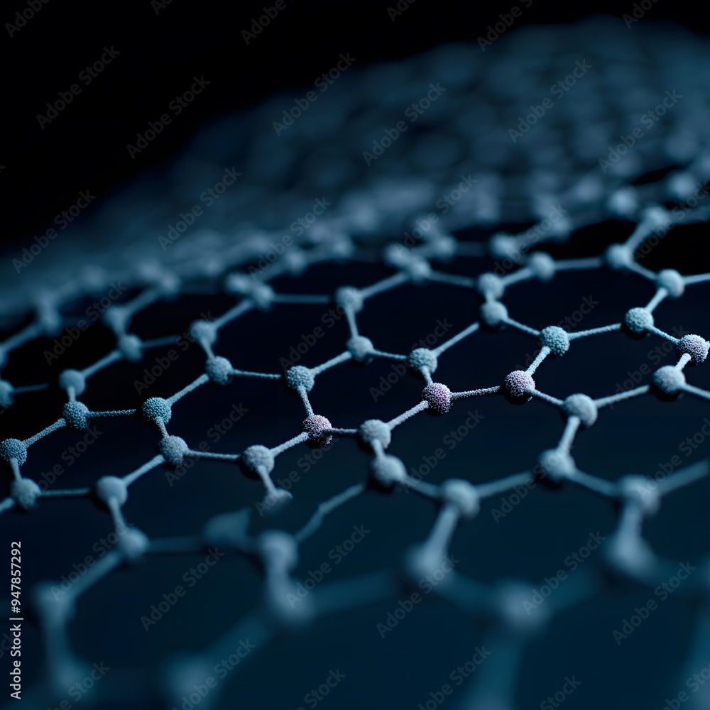 Fototapeta premium Graphene Molecular Model - Hexagonal Lattice