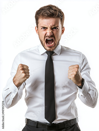 A male frustrated office em...
