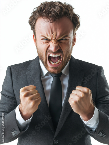 A male frustrated office em...