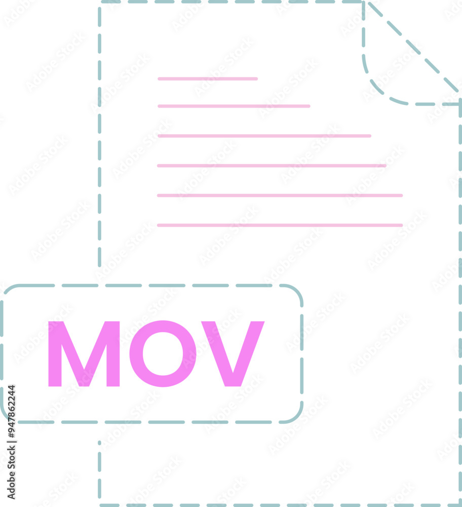 MOV icon black rounded dashed outline MOV icon black rounded dashed outline