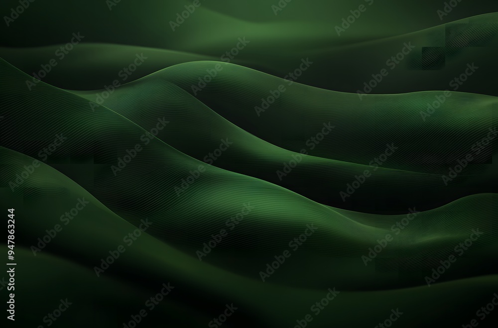 Abstract green background with wavy lines, a dark green gradient Abstract green background with wavy lines, a dark green gradient
