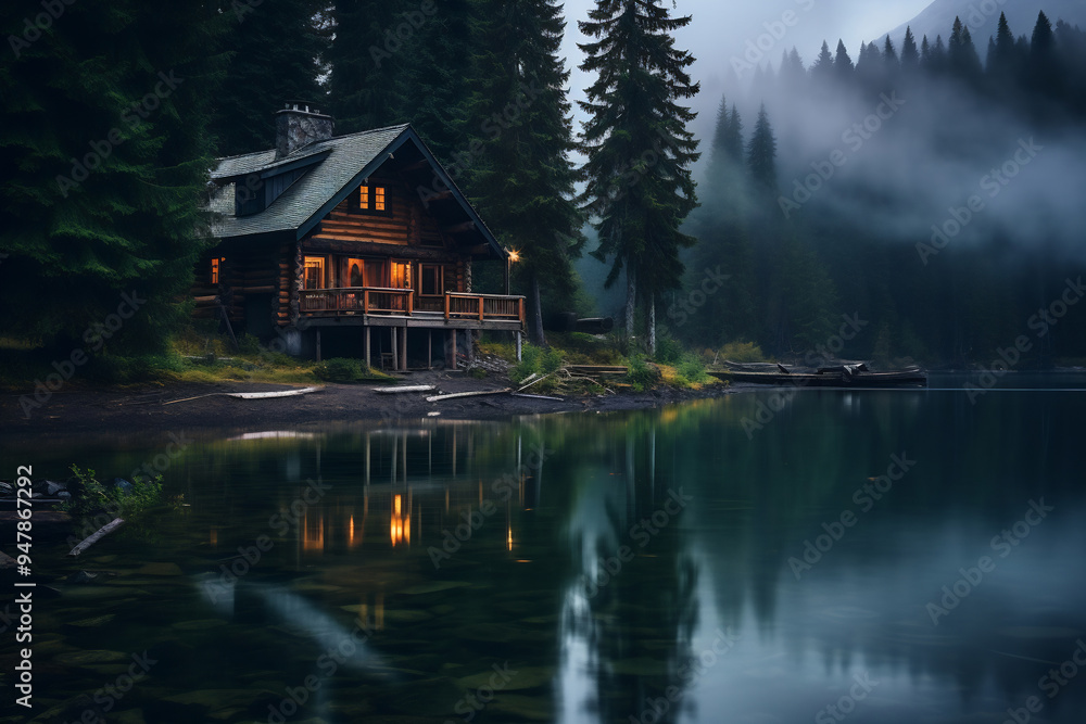 Cabin by a lake