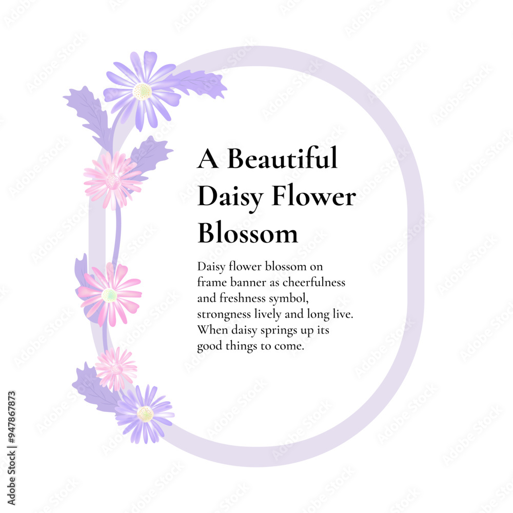Obraz premium oval frame by blossom floral banner on white background