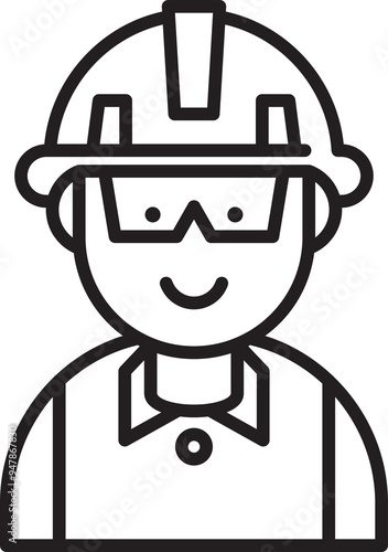 Engineer Avatar Line Art 