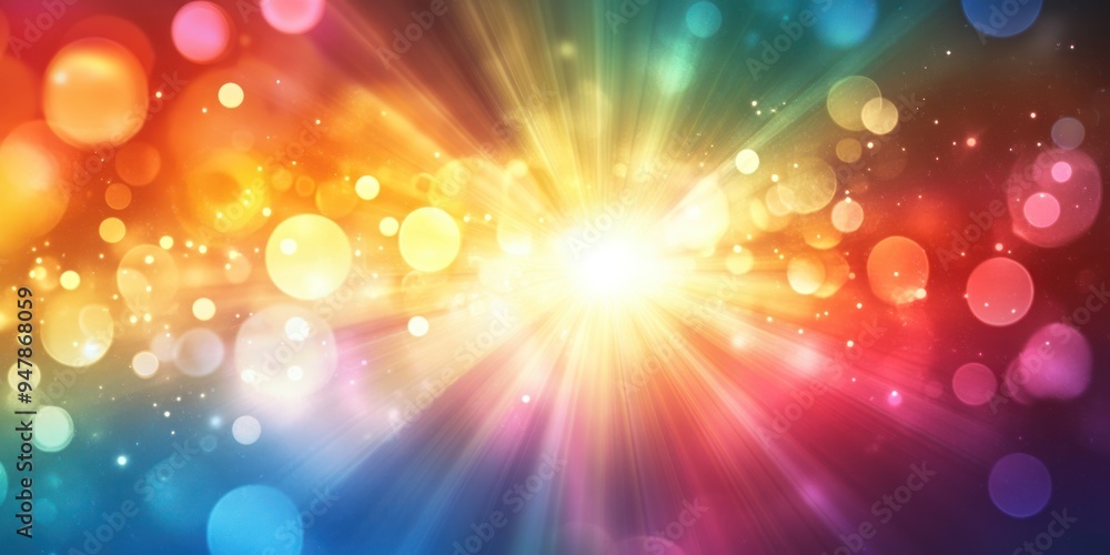 A vibrant illuminated background featuring bright, colorful light bursts and a smooth gradient.