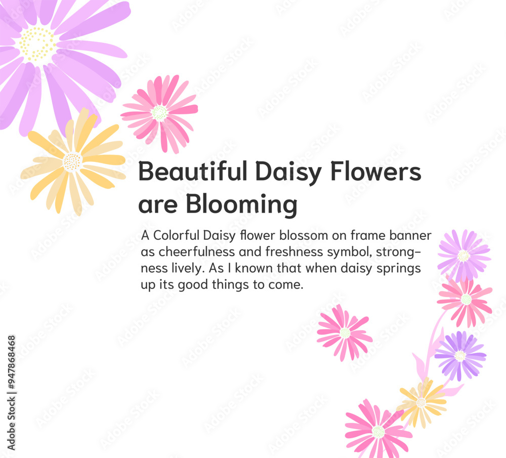 daisy floral banner ornamental on white background daisy floral banner ornamental on white background