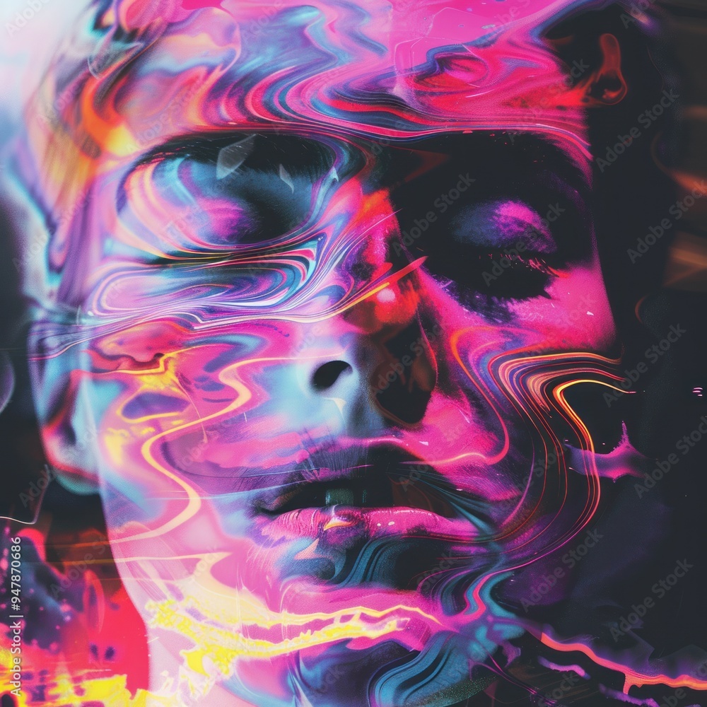 Naklejka premium Abstract portrait with vibrant colors.
