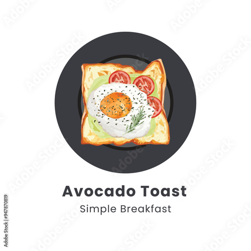 Hand drawn vector illustration of Avocado Toast on white background