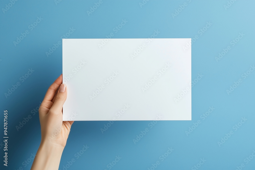 Fototapeta premium Hand holding a blank white paper
