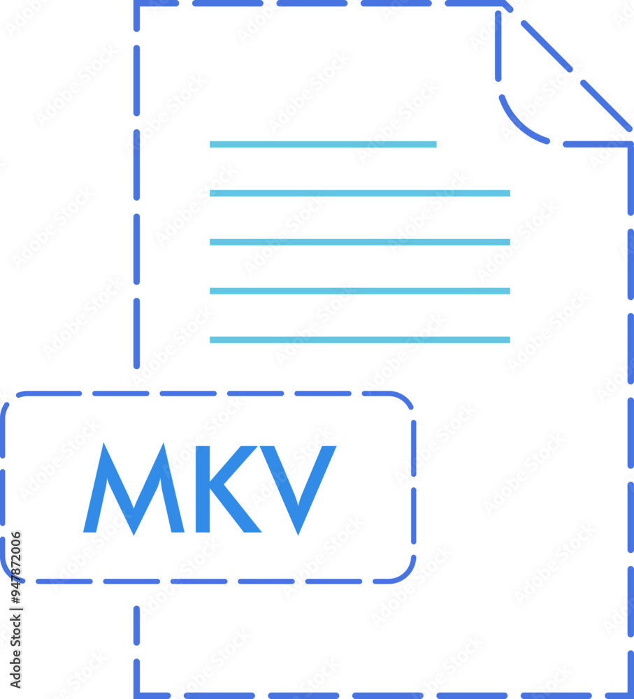 MKV File format icon rounded dashed outline MKV File format icon rounded dashed outline