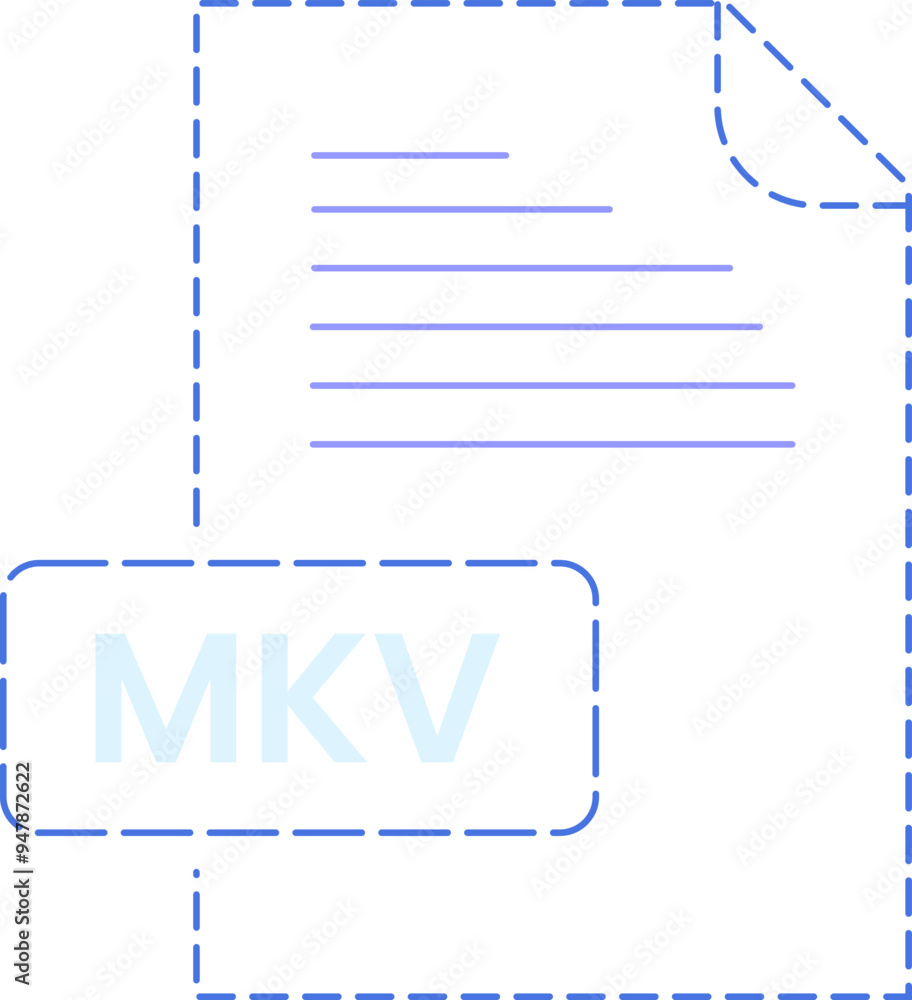 MKV icon black rounded dashed outline MKV icon black rounded dashed outline