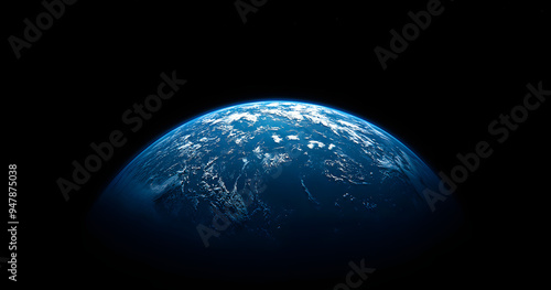Stunning 3D View of Earth from Space Capturing Half of the Globe Against the Darkness of the Universe.