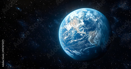 High-Resolution image of Earth from Space with a Stunning View of white clouds and the dark expanse of outer space. 