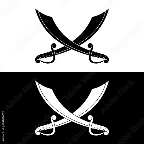 Crossed swords isolated on white background design element for logo label badge sign vector illustration