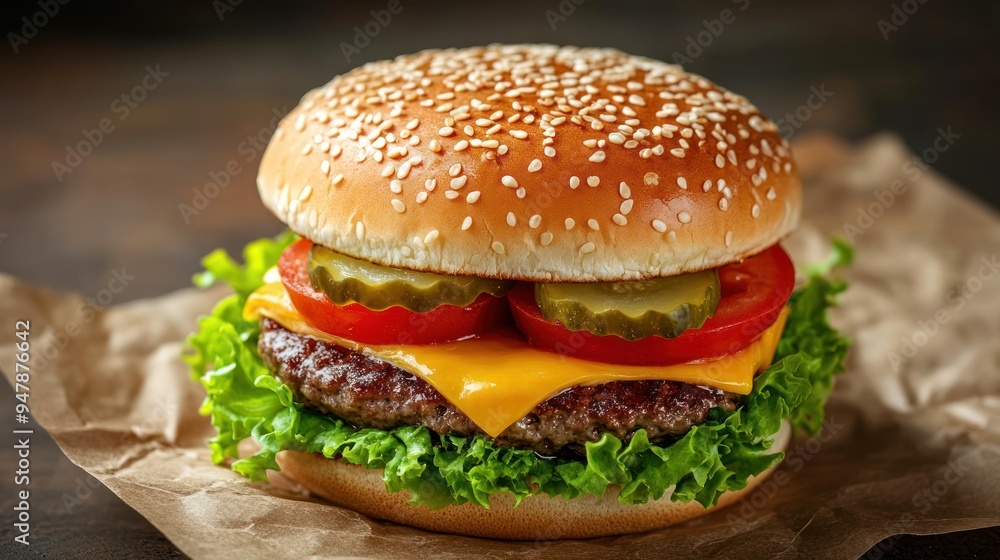 Classic Cheeseburger with Sesame Seed Bun Classic Cheeseburger with Sesame Seed Bun