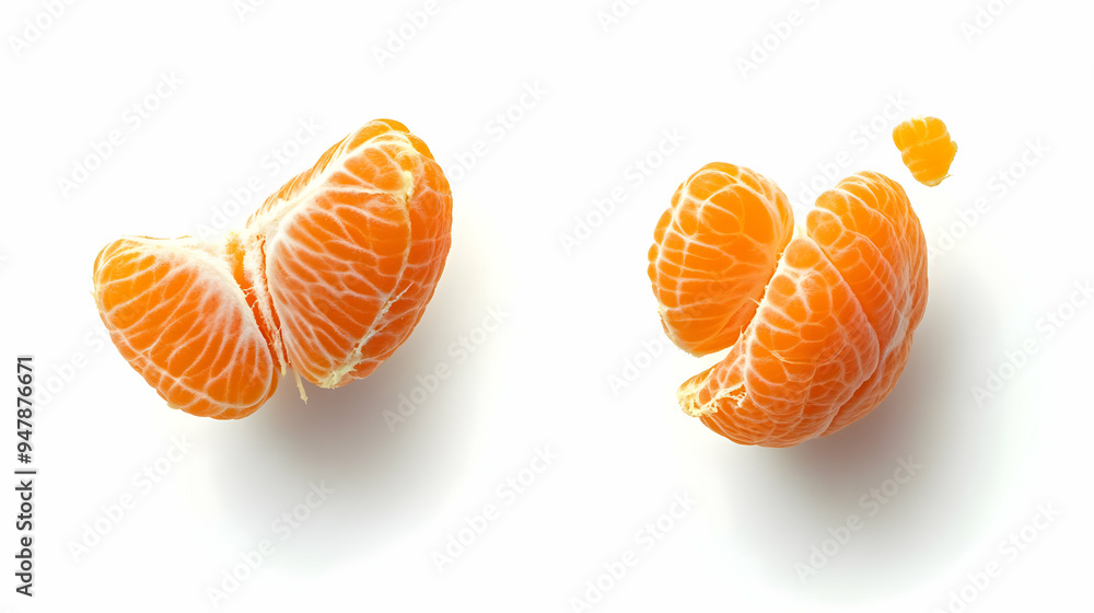 Fresh Mandarin Orange Segments Isolated on White Background Fresh Mandarin Orange Segments Isolated on White Background