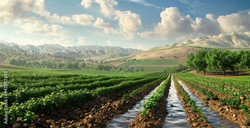 Oasis of Conservation Stunning Stock Image Showcasing WaterSaving Techniques in Arid Landscapes