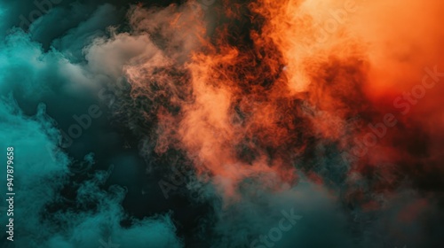 Wallpaper Mural Abstract smoke clouds with teal and orange hues. Torontodigital.ca