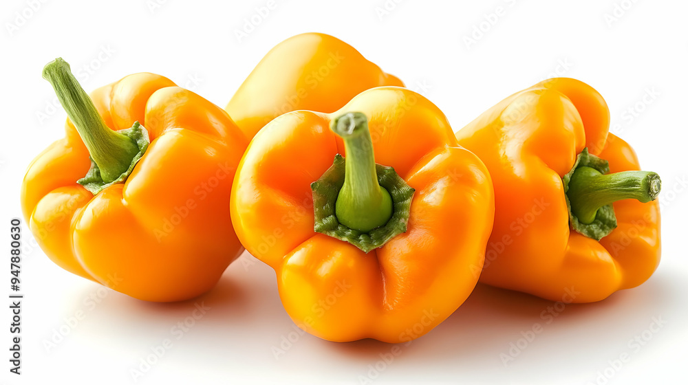 Fresh Orange Bell Peppers Isolated on White Background Fresh Orange Bell Peppers Isolated on White Background