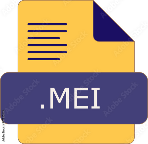 MEI File extension icon insidse fill with lines fill