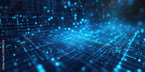 Blue abstract neutral glowing big data storage backround for digital technology and medical science with perspective