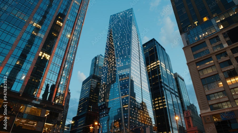 Fototapeta premium Modern skyscrapers in the city.