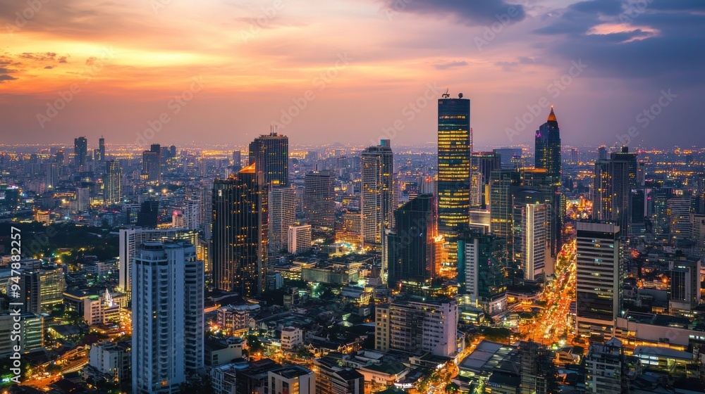 Obraz premium Sunset Skyline of Bangkok