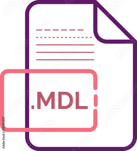 MDL File extension icon little dot and color fill photo