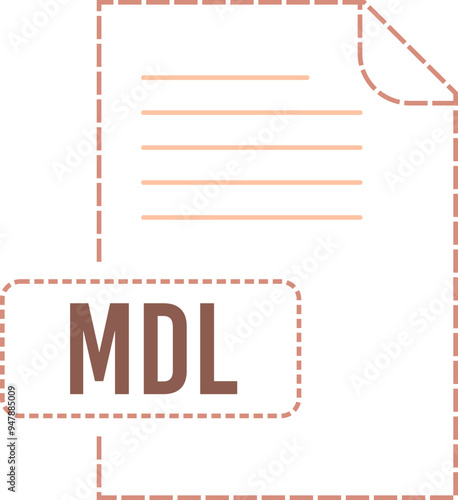 MDL File format icon dashed outline photo