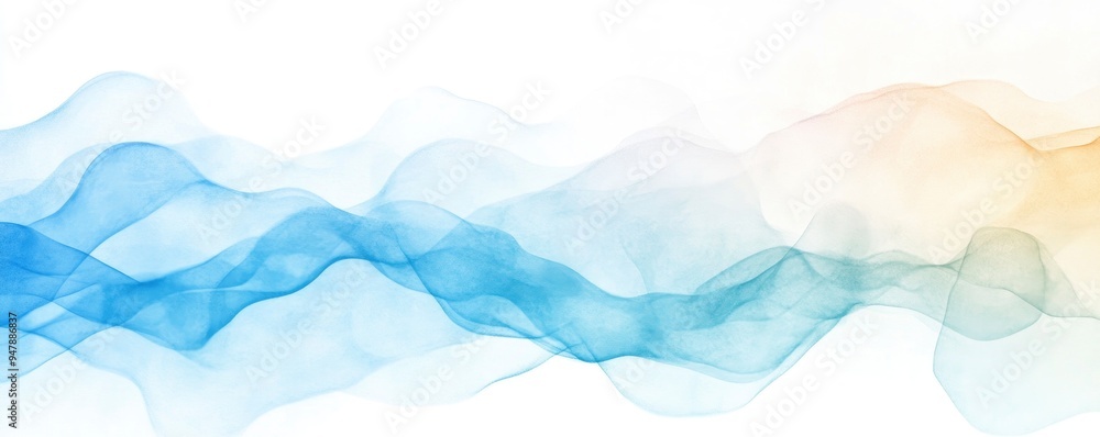 Fototapeta premium Serene Abstract Waves, A Tranquil Visual Experience in Soft Blue and Orange Tones