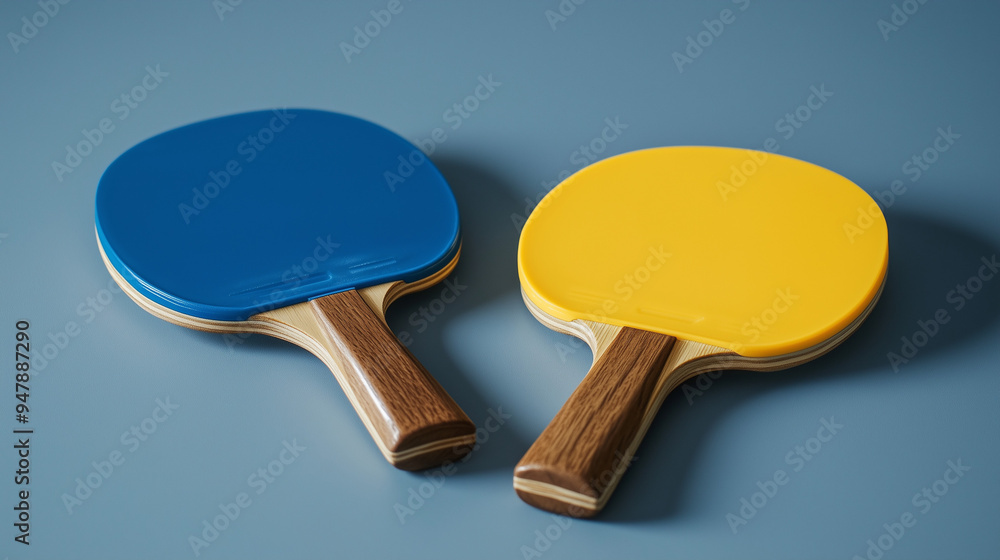 two pong rackets on color background two pong rackets on color background